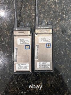 Motorola HT1250 LS+ UHF Two-Way Radio 450-512MHz LOT (2) with Chargers & Battery