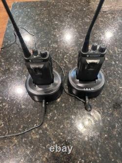 Motorola HT1250 LS+ UHF Two-Way Radio 450-512MHz LOT (2) with Chargers & Battery