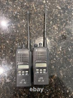 Motorola HT1250 LS+ UHF Two-Way Radio 450-512MHz LOT (2) with Chargers & Battery