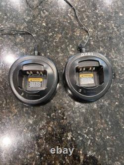 Motorola HT1250 LS+ UHF Two-Way Radio 450-512MHz LOT (2) with Chargers & Battery