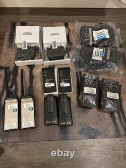 Motorola HT1250 VHF 136-174 MHz. Two-Way Radios (2) + New Accessories &