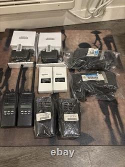 Motorola HT1250 VHF 136-174 MHz. Two-Way Radios (2) + New Accessories &