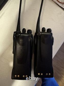 Motorola HT750 UHF Portable Two-Way Radios Lot of 2 with Charger & Power Adapter