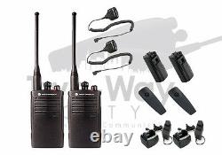 Motorola RDU4100 UHF Two-Way Radio Walkie Talkies with Speaker Mics 2-PACK