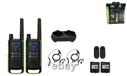 Motorola Solutions Talkabout T803 Two Way Radio With 2 PTT Earpieces Charging Dock