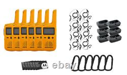 Motorola T380 Two Way Radio 6-Pack Walkie Takies 8 PTT Earpieces Drop-In Charger