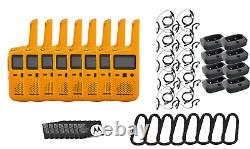 Motorola T380 Two Way Radio 8-Pack Walkie Takies 10 PTT Earpiece Drop-In Charger