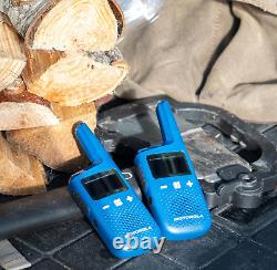 Motorola T383 Two Way Radios 4-Pack Walkie Talkies 6 Earpieces Drop In Chargers