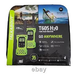 Motorola T605 H2O Black Green Waterproof Two Way Radios NEW