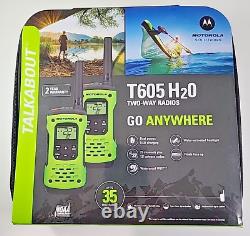 Motorola T605 H2O Black Green Waterproof Two Way Radios NEW