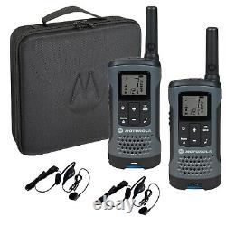 Motorola Talkabout T200 Two-Way Radio with Earbud PTT Mics & Case