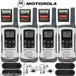 Motorola Talkabout T260 Walkie Talkie 4 Pack Set Two Way Radio NOAA White 25 Mil