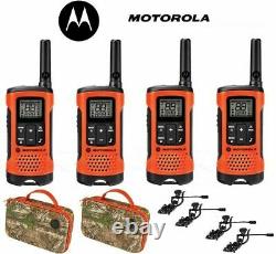 Motorola Talkabout T265 4 Pack Walkie Talkie Set 25 Mile Two Way Radio + Earbuds