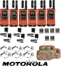 Motorola Talkabout T265 6 Pack Walkie Talkie Set 25 Mile Two Way Radio + Earbuds