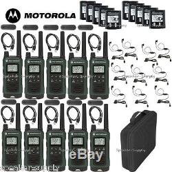 Motorola Talkabout T465 Walkie Talkie 10 Pack 35 Mile Two Way Radio Earbuds Case