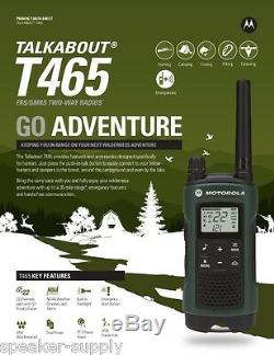 Motorola Talkabout T465 Walkie Talkie 10 Pack 35 Mile Two Way Radio Earbuds Case