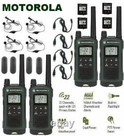 Motorola Talkabout T465 Walkie Talkie 4 Pack 35 Mile Two Way Radio(Case+Earbuds)