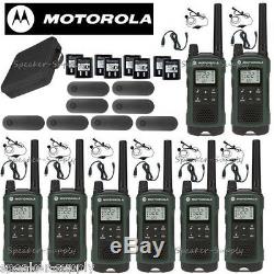 Motorola Talkabout T465 Walkie Talkie 8 Pack 35 Mile Two Way Radio Case Earbuds