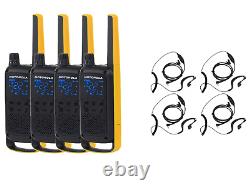 Motorola Talkabout T470 Two Way Radio 4-Pack Walkie Talkies Black PTT Earpieces