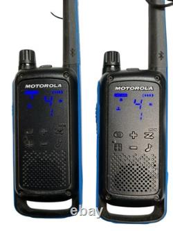 Motorola Talkabout T800 Two-Way Radios Blue/Black With Ear Phones Belt Clips