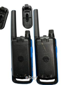 Motorola Talkabout T800 Two-Way Radios Blue/Black With Ear Phones Belt Clips