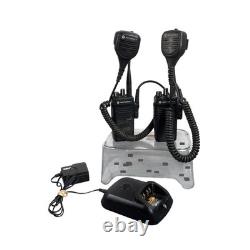 Motorola XPR 3300e Two Way Radios Pair with Speaker Mics & IMPRES Charger Black