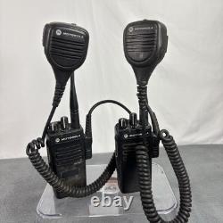 Motorola XPR 3300e Two Way Radios Pair with Speaker Mics & IMPRES Charger Black