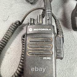Motorola XPR 3300e Two Way Radios Pair with Speaker Mics & IMPRES Charger Black