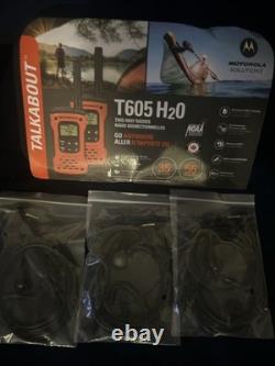 NEW IP67 Motorola T605 H2O Two-Way Radio 2-Pack Black Orange Up to 35 miles NIB