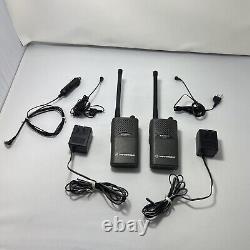 Pair of Motorola Spirit MV11C Walkie Talkie Two-Way Radios with Chargers Tested