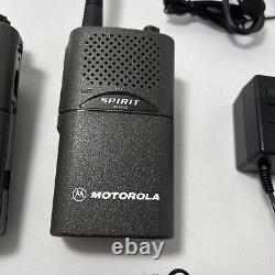 Pair of Motorola Spirit MV11C Walkie Talkie Two-Way Radios with Chargers Tested