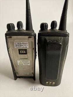 READ DESCR Lot of 2 Motorola Radius CP200 Walkie Talkies Two Way Radios Chargers