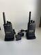 Set Of 2 Motorola Rmu2080d Two Way Radios With 2 Docking Chargers And Belt Clips