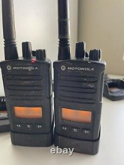 Set of 2 Motorola RMU2080D Two Way Radios with 2 Docking Chargers And Belt Clips