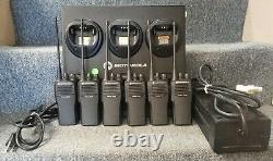 Set of 6 Motorola CP200 UHF 16 Chan Radios w gang charger VERY GOOD Buy 1-3 sets