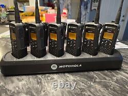 Set of 6 Motorola DTR550 Digital Portable Two Way Radio Black With charger