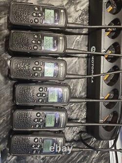 Set of 6 Motorola DTR550 Digital Portable Two Way Radio Black With charger