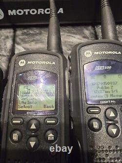 Set of 6 Motorola DTR550 Digital Portable Two Way Radio Black With charger