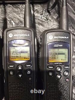 Set of 6 Motorola DTR550 Digital Portable Two Way Radio Black With charger