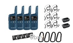 Motorola T383 Radios Bi-Directionnels Pack de 4 Talkies-Walkies 6 Écouteurs Chargeurs à Poser